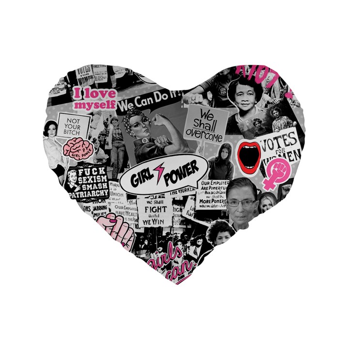 Feminism collage  Standard 16  Premium Flano Heart Shape Cushions