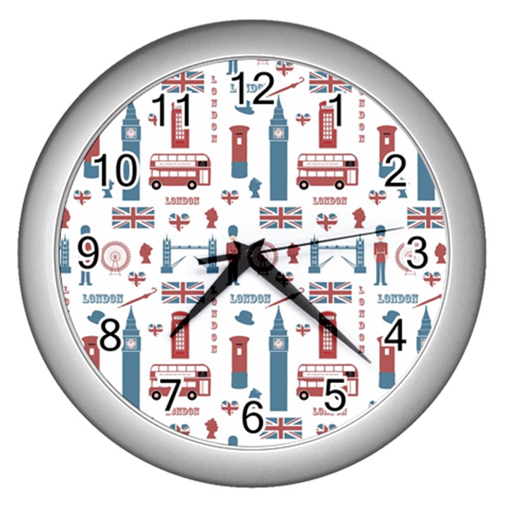 London Love Wall Clock (Silver)