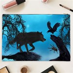 Awesome Black Wolf With Crow And Spider Cosmetic Bag (XXL) Back