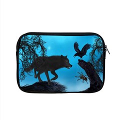 Awesome Black Wolf With Crow And Spider Apple Macbook Pro 15  Zipper Case by FantasyWorld7