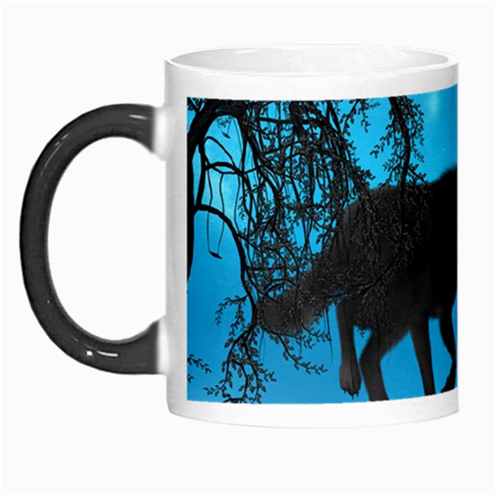 Awesome Black Wolf With Crow And Spider Morph Mugs