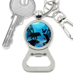 Awesome Black Wolf With Crow And Spider Bottle Opener Key Chains by FantasyWorld7