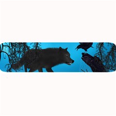 Awesome Black Wolf With Crow And Spider Large Bar Mats by FantasyWorld7