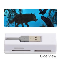 Awesome Black Wolf With Crow And Spider Memory Card Reader (stick) by FantasyWorld7