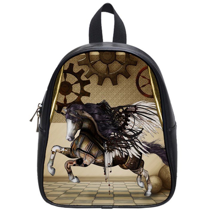 Awesome Steampunk Unicorn With Wings School Bag (Small)