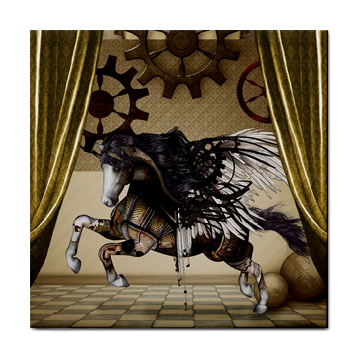 Awesome Steampunk Unicorn With Wings Tile Coasters