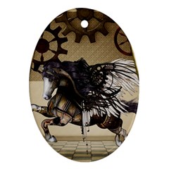 Awesome Steampunk Unicorn With Wings Ornament (oval) by FantasyWorld7