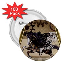 Awesome Steampunk Unicorn With Wings 2 25  Buttons (100 Pack)  by FantasyWorld7