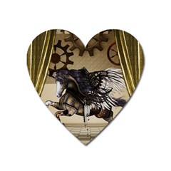 Awesome Steampunk Unicorn With Wings Heart Magnet by FantasyWorld7