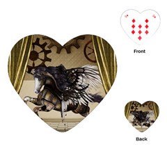 Awesome Steampunk Unicorn With Wings Playing Cards (heart) by FantasyWorld7