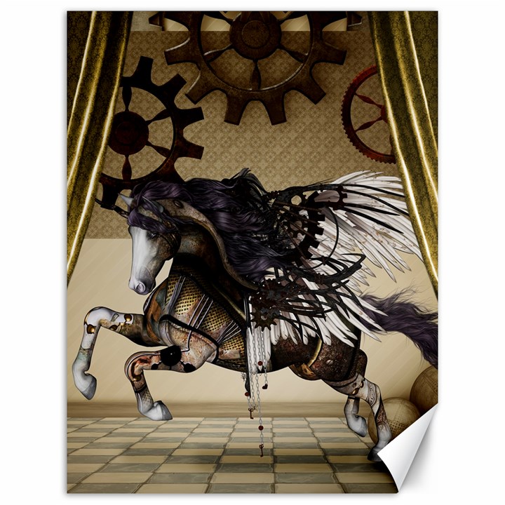 Awesome Steampunk Unicorn With Wings Canvas 12  x 16 