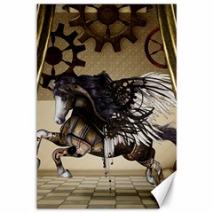 Awesome Steampunk Unicorn With Wings Canvas 12  x 18 