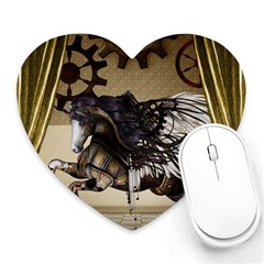 Awesome Steampunk Unicorn With Wings Heart Mousepads