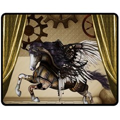 Awesome Steampunk Unicorn With Wings Fleece Blanket (Medium) 