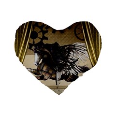 Awesome Steampunk Unicorn With Wings Standard 16  Premium Heart Shape Cushions