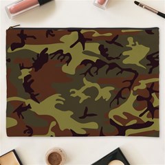 Camo Green Brown Cosmetic Bag (xxxl) by retrotoomoderndesigns