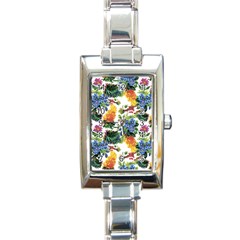 Flowers painting pattern Rectangle Italian Charm Watch