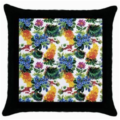 Flowers painting pattern Throw Pillow Case (Black)