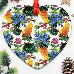 Flowers painting pattern Heart Ornament (Two Sides)