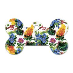 Flowers painting pattern Dog Tag Bone (One Side)