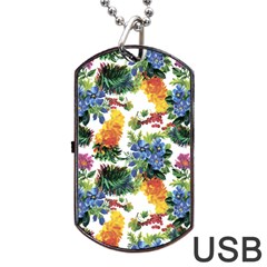 Flowers painting pattern Dog Tag USB Flash (Two Sides)