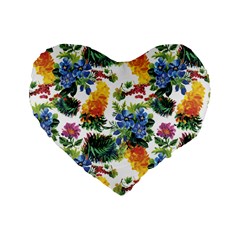 Flowers painting pattern Standard 16  Premium Heart Shape Cushions