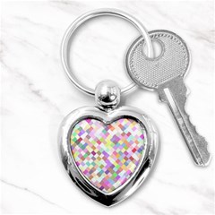 Mosaic Colorful Pattern Geometric Key Chains (heart)  by Mariart