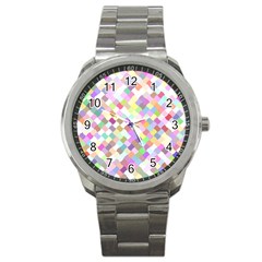 Mosaic Colorful Pattern Geometric Sport Metal Watch by Mariart