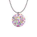 Mosaic Colorful Pattern Geometric 1  Button Necklace Front