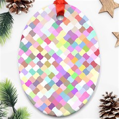 Mosaic Colorful Pattern Geometric Oval Ornament (two Sides) by Mariart