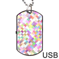 Mosaic Colorful Pattern Geometric Dog Tag Usb Flash (two Sides) by Mariart