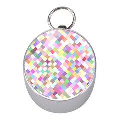 Mosaic Colorful Pattern Geometric Mini Silver Compasses by Mariart