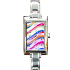 Vivid Colorful Wavy Abstract Print Rectangle Italian Charm Watch by dflcprintsclothing