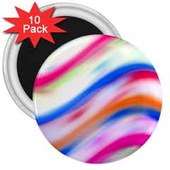 Vivid Colorful Wavy Abstract Print 3  Magnets (10 Pack)  by dflcprintsclothing