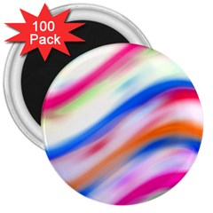 Vivid Colorful Wavy Abstract Print 3  Magnets (100 Pack)