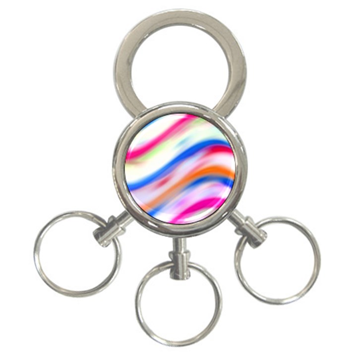 Vivid Colorful Wavy Abstract Print 3-Ring Key Chains