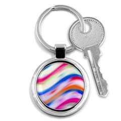 Vivid Colorful Wavy Abstract Print Key Chains (round)  by dflcprintsclothing