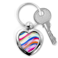 Vivid Colorful Wavy Abstract Print Key Chains (heart)  by dflcprintsclothing