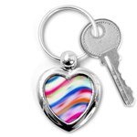 Vivid Colorful Wavy Abstract Print Key Chains (Heart)  Front