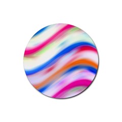 Vivid Colorful Wavy Abstract Print Rubber Coaster (round) 