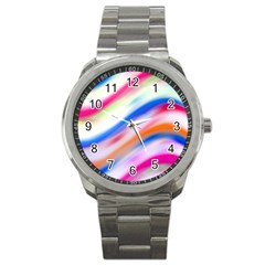 Vivid Colorful Wavy Abstract Print Sport Metal Watch by dflcprintsclothing