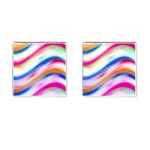 Vivid Colorful Wavy Abstract Print Cufflinks (Square) Front(Pair)