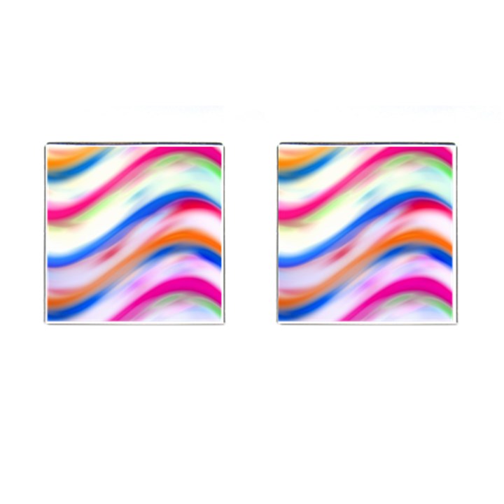 Vivid Colorful Wavy Abstract Print Cufflinks (Square)