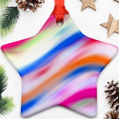 Vivid Colorful Wavy Abstract Print Star Ornament (two Sides)