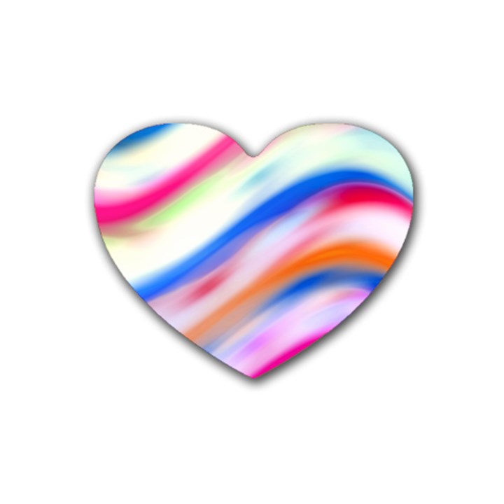 Vivid Colorful Wavy Abstract Print Rubber Coaster (Heart) 