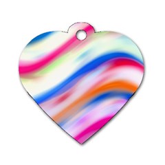 Vivid Colorful Wavy Abstract Print Dog Tag Heart (two Sides)