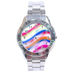 Vivid Colorful Wavy Abstract Print Stainless Steel Analogue Watch by dflcprintsclothing