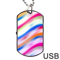 Vivid Colorful Wavy Abstract Print Dog Tag Usb Flash (two Sides) by dflcprintsclothing