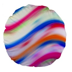 Vivid Colorful Wavy Abstract Print Large 18  Premium Round Cushions by dflcprintsclothing