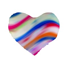 Vivid Colorful Wavy Abstract Print Standard 16  Premium Heart Shape Cushions by dflcprintsclothing